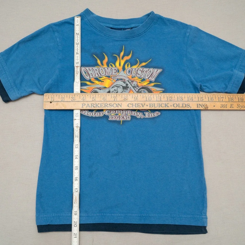 Vintage Y2k 2000s Boys Basic Editions Blue Chrome‎ Custom Choppers T Shirt 6/7